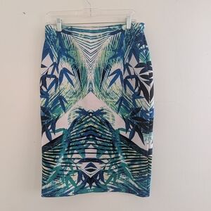 Apt. 9 Tropical-Print Pencil Skirt in Blue & Green
